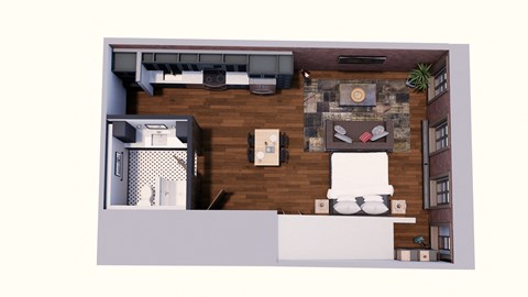 Floor plan for studio, 1 bath, 692 sqft
